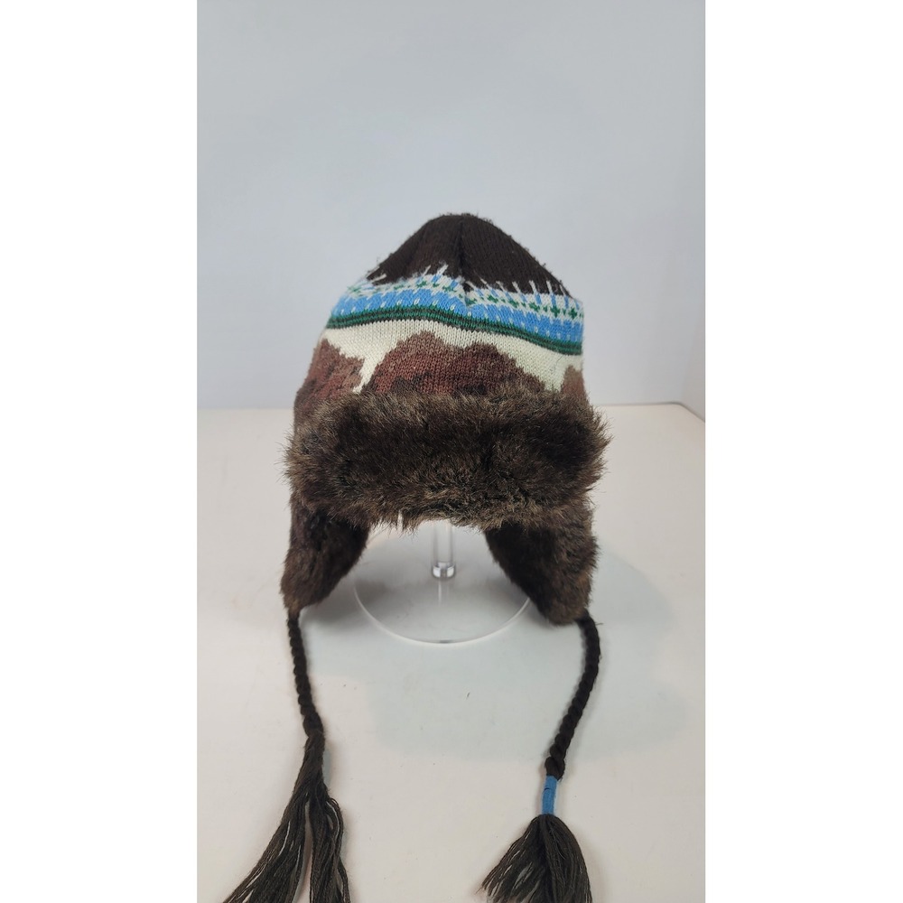 Vintage Mossimo Brown Grizzly Bear Mountain Trapper Hat Faux Fur Ear Flap OS - Picture 2 of 7